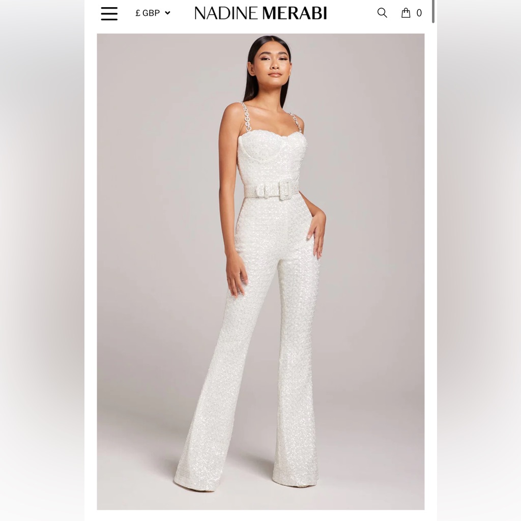 Nadine Merabi Lucinda White Jumpsuit With Belt